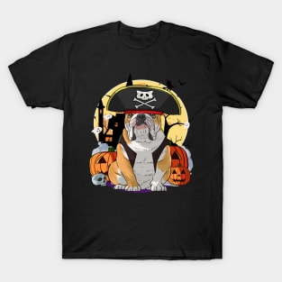 English Bulldog Happy Halloween Pirate Costume T-Shirt